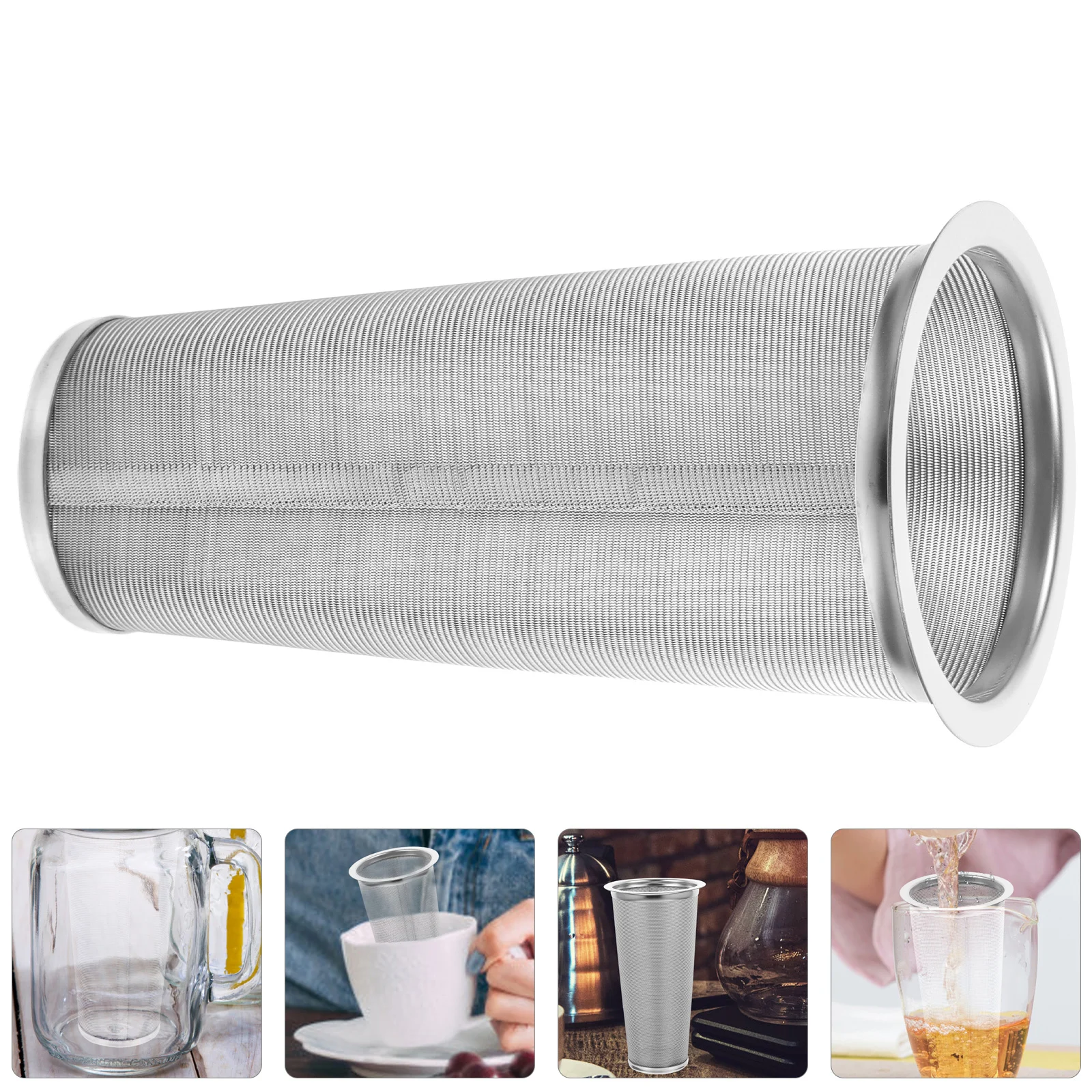 Roestvrijstalen koffiefilter 8x15cm Fijnmazig Cold Brew Zeef Thee-ei Mason Jar Accessoire Vruchtensapmaker
