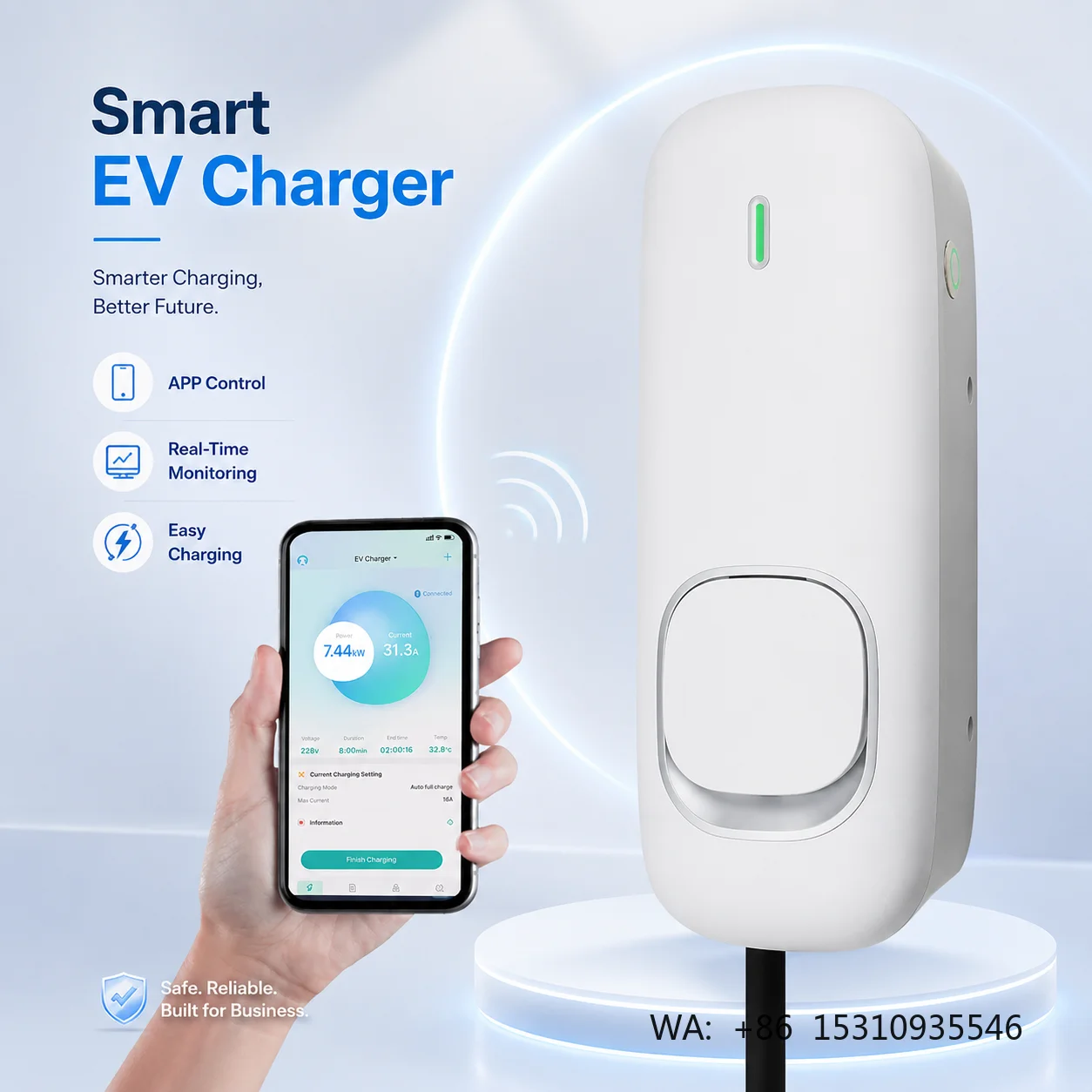 APP Control Charging With cable Holder 11kW 16A AC EV Charger for Easy Use