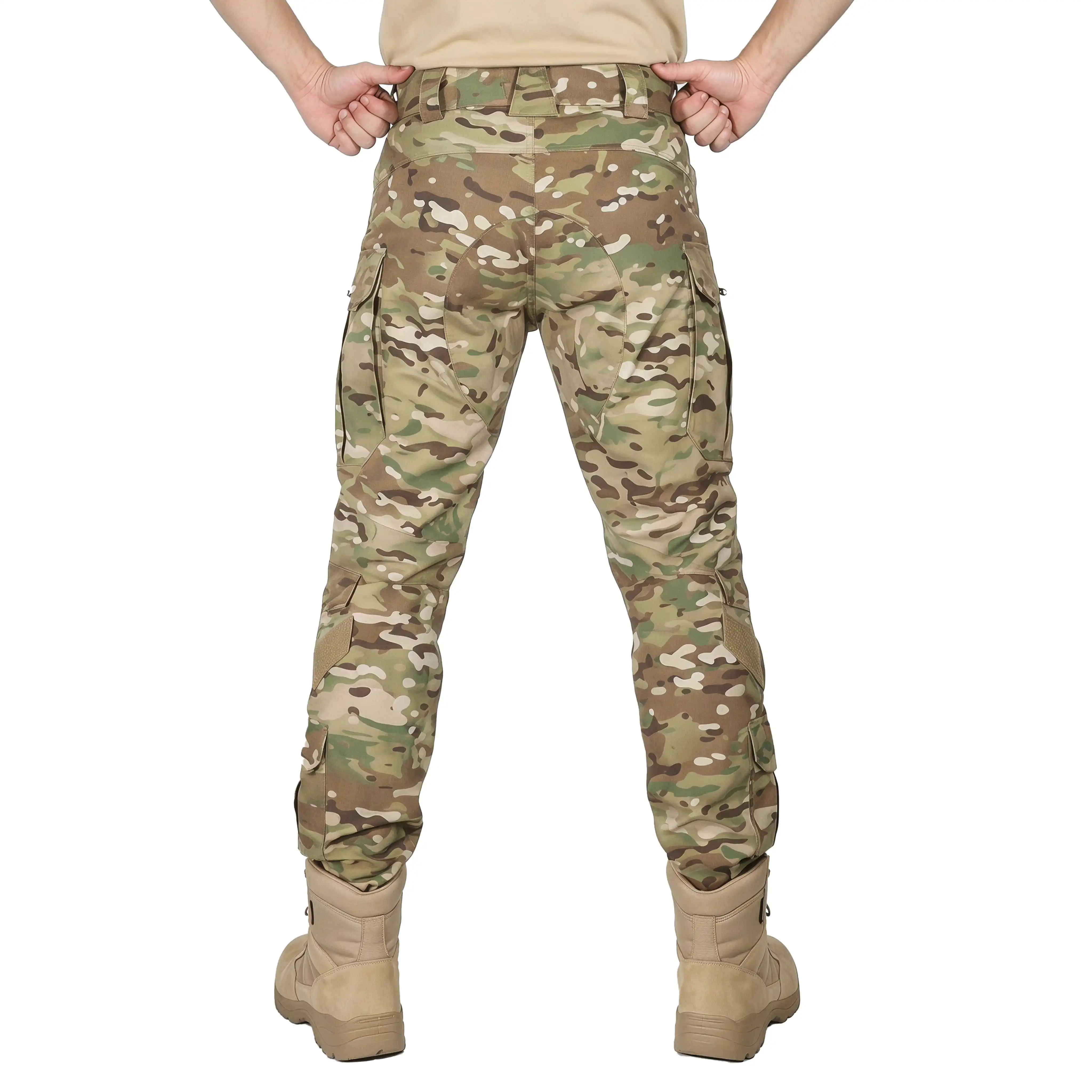 Tactical Style Camouflage Military Training Field Physical Training Uniform Men's Outdoor Wear-Resistant Trousers with Knee Pads