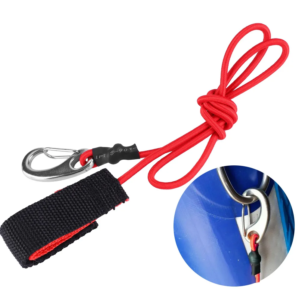 Paddling Safety Leash Elastic String Boating Kayak Paddle Safety Rod Leash with Carabiner for Paddling Boating Paddle Leash