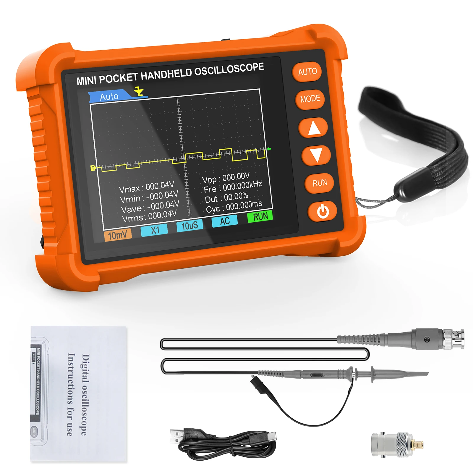Handheld Digitale Oscilloscoop500kHz Bandbreedte 2.5MS/s 400V Spanningstester Auto Trigger & Meten Draagbare Scope Meter voor Reparatie