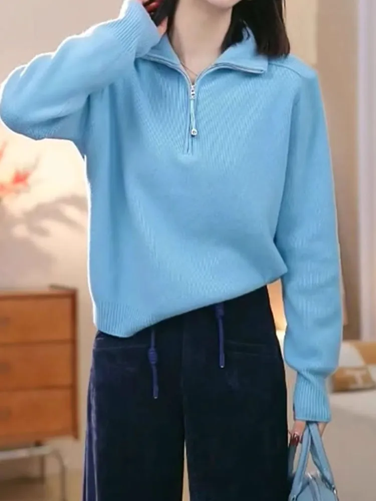 

Простой корейский пуловер с длинным светом, цветной повседневный утягивающий женский вязаный топ, модный модный свитер для поездок на работу