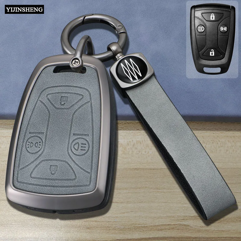 Zinc Alloy + Leather Car Key Case Fob For SAAB Scania Truck DC13 143 148 141 4X2 6X2R GRS905 R-series S-series G-series P-serie