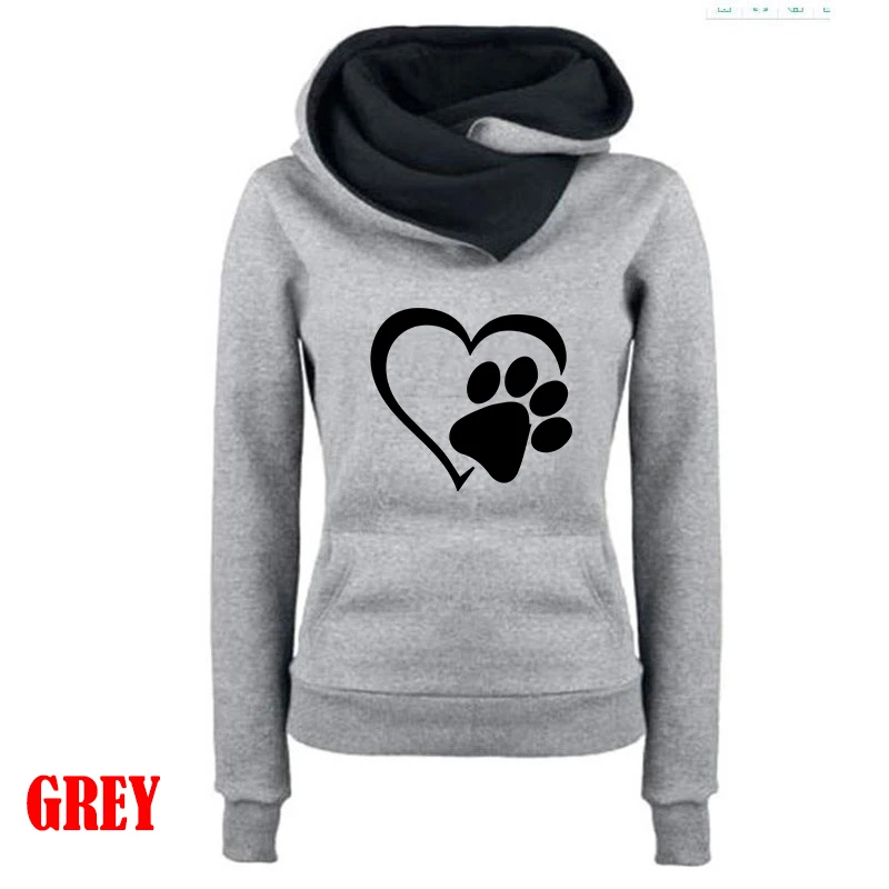 Cute Dog Paw Hoodie Fashion Printing Women\'s Casual Pullover Hoodies Winter Autumn Sweatshirt Teenager