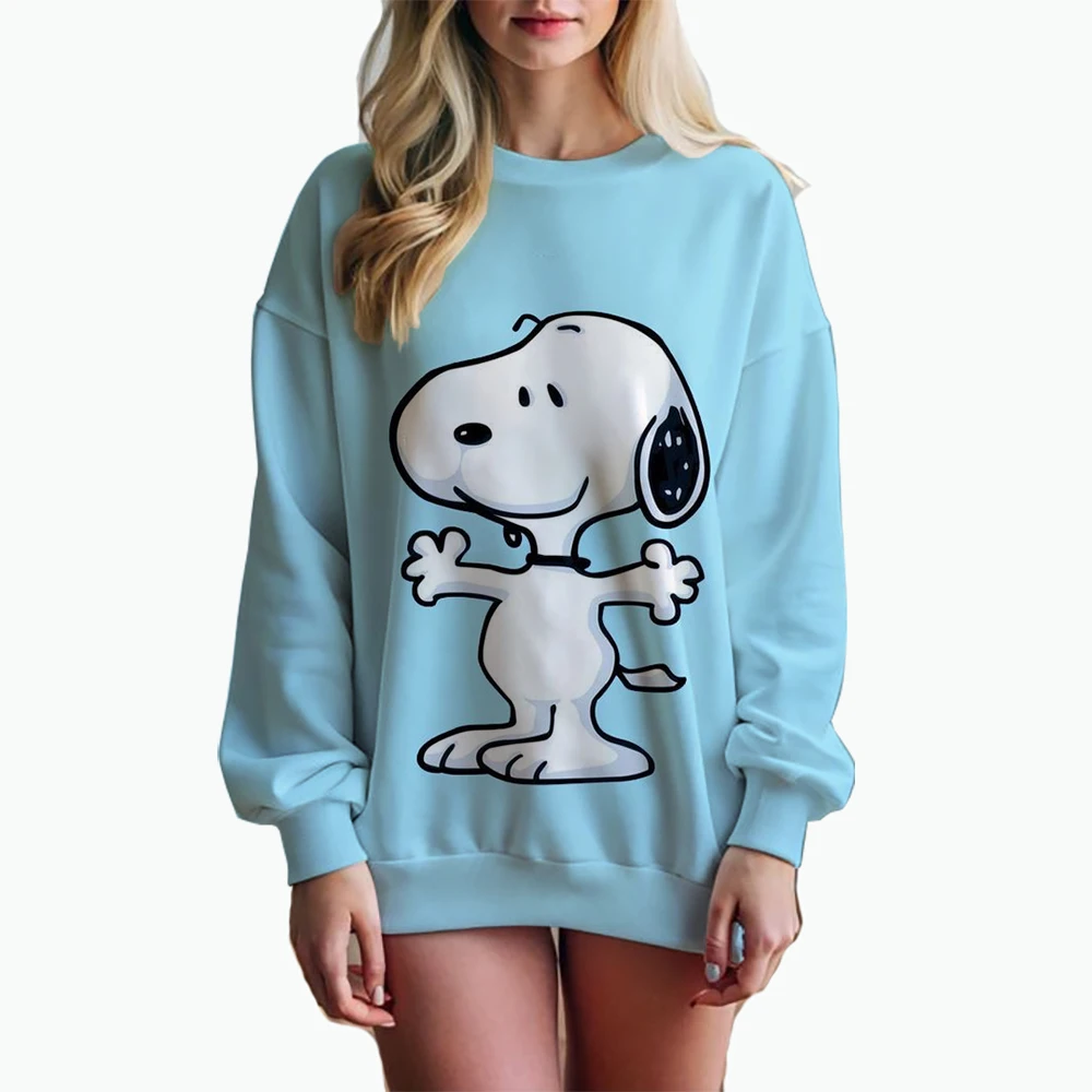 Woman\'s Hoodie New Autumn/Winter Fashion Y2K Snoopy cartoon print Sweatshirts Round Neck Coat Loose Long Sleeve Hatless Hoodie