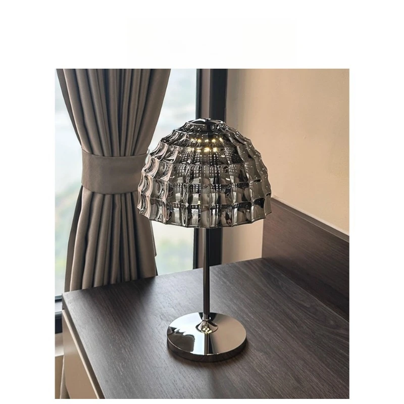 German LED high-end crystal lamp smoke gray desk lamp high value bedroom bedside new touch-sensitive atmosphere