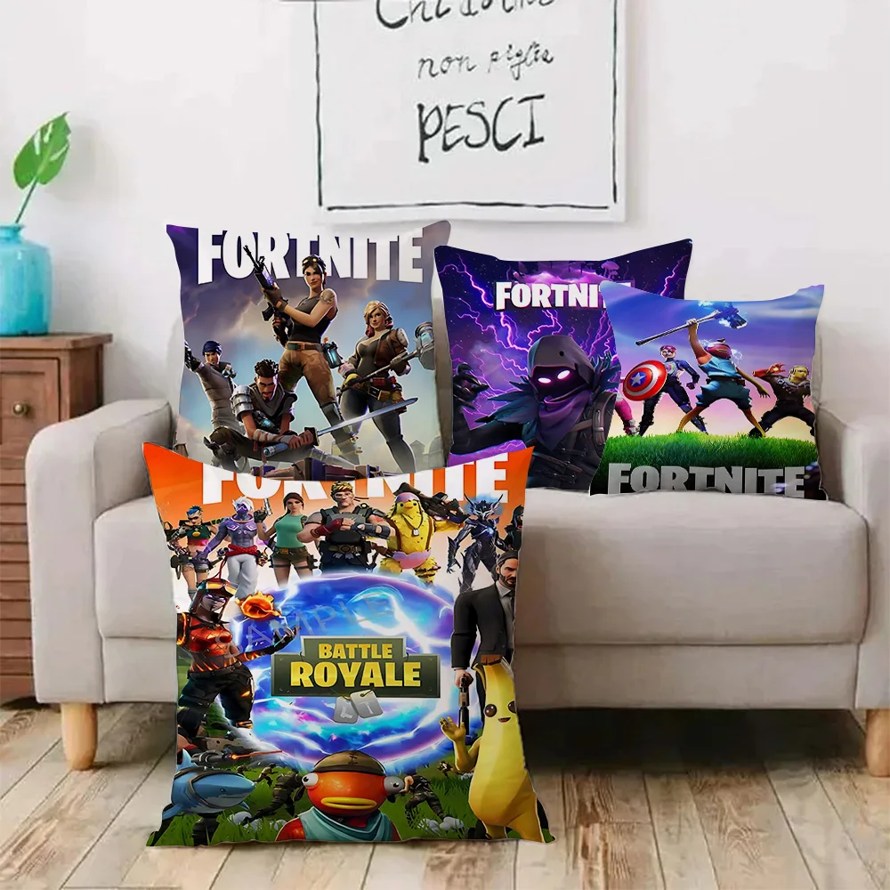 Hot Game Pillow Covers Cartoon Sofa F-FORTNITES Decorative Home Double-sided Printing Short Plush Cute Cushion Cover