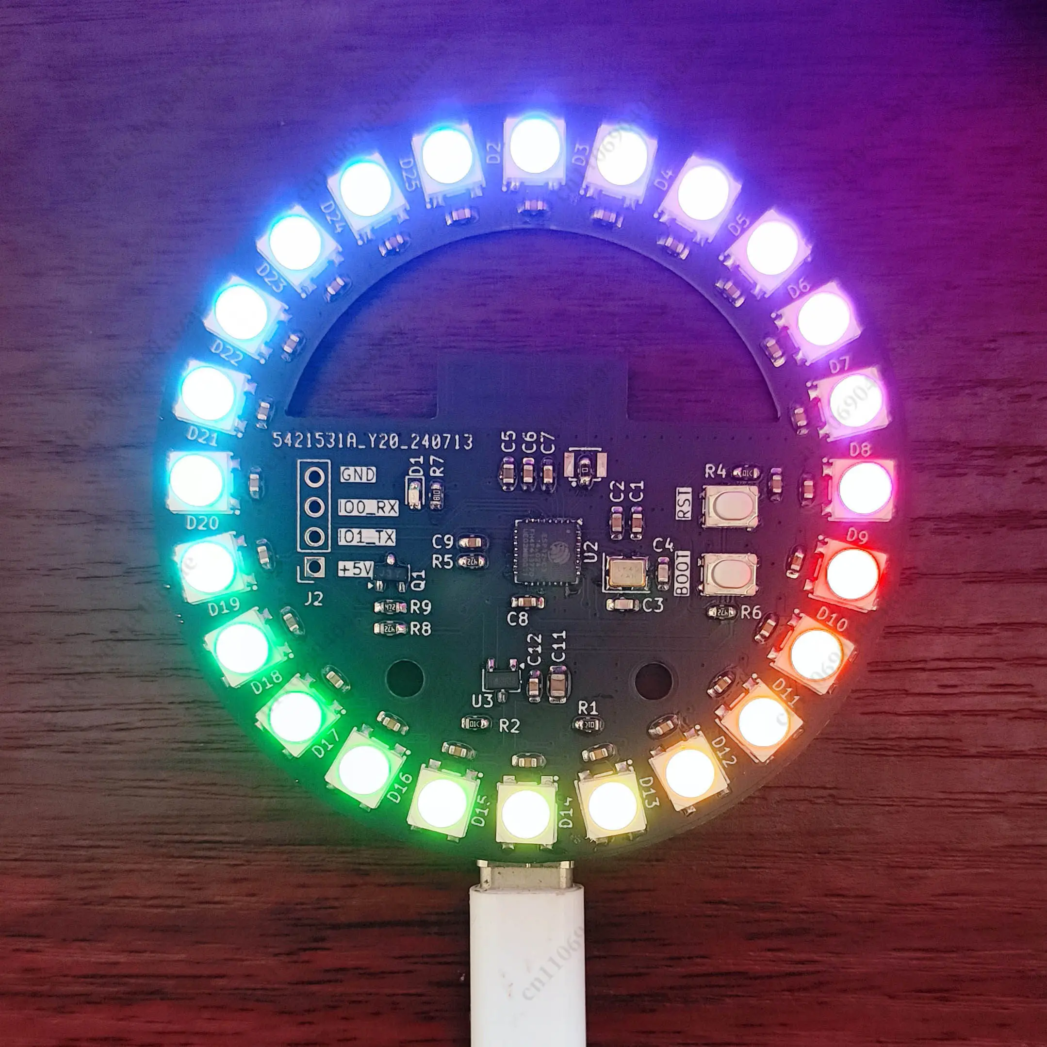 Placa de Desarrollo ESP32 con Anillo LED RGB WS2812B, Luz Ambiental para Caja de PC y Juegos con Código Fuente