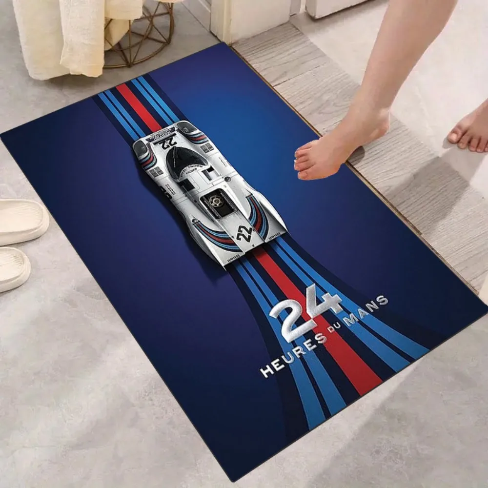 VIKAMA Le Mans – tapis de course sur le thème des voitures de course, imprimé en 3D, antidérapant, pour entrée, salle de bain, salle de jeux, décor, cadeau de vacances