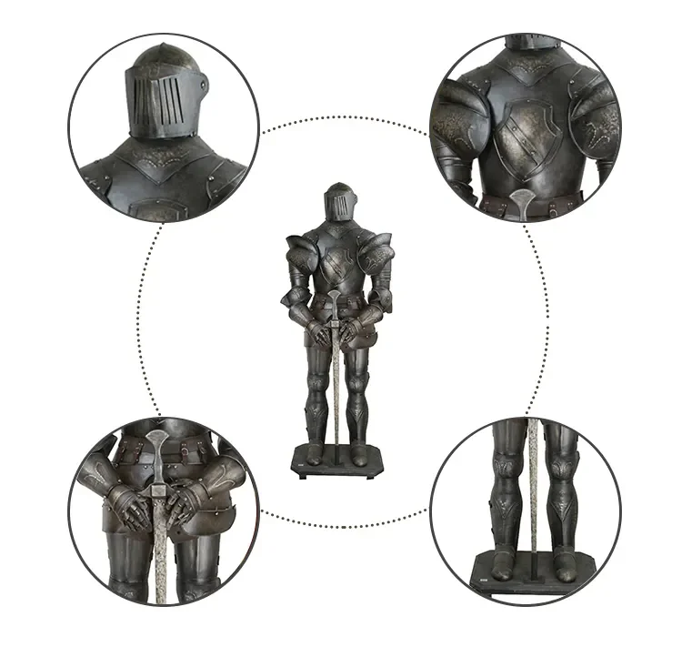 Zbroja Rycerska Metalowa - Średniowieczna Dekoracja Domu - close-up view