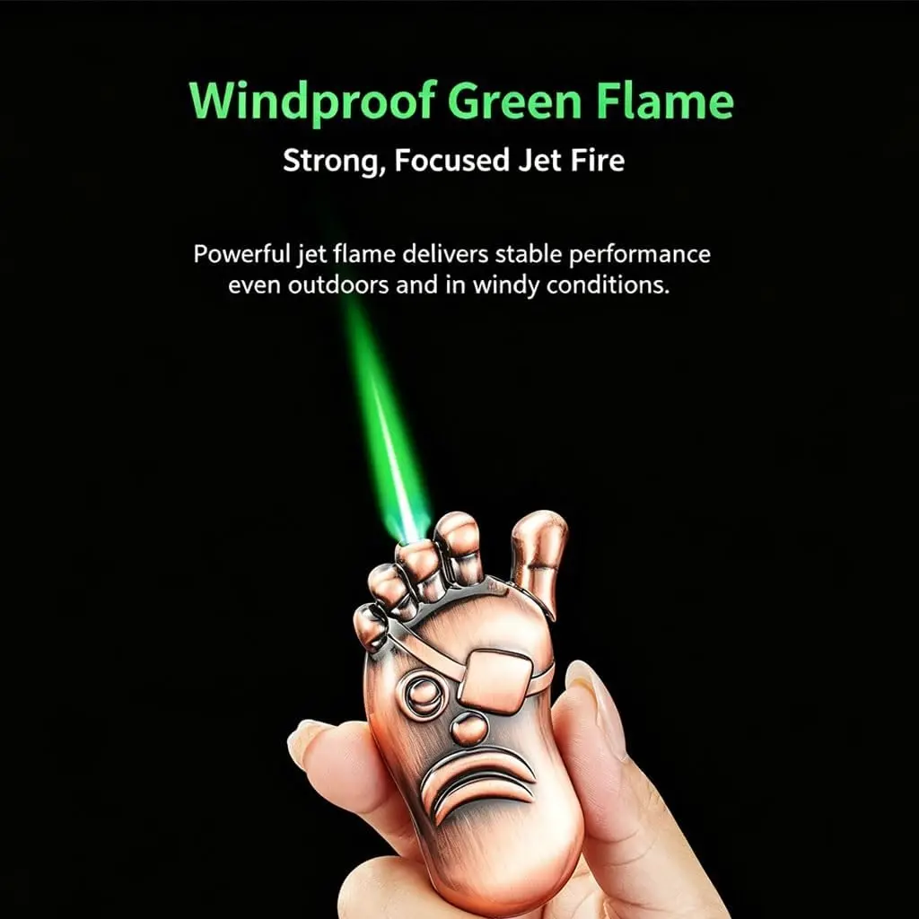 Butane-free, Creative Lighter, Direct-flame Type, Adjustable Flame, Refillable, Suitable for Camping, Barbecuing and Cooking
