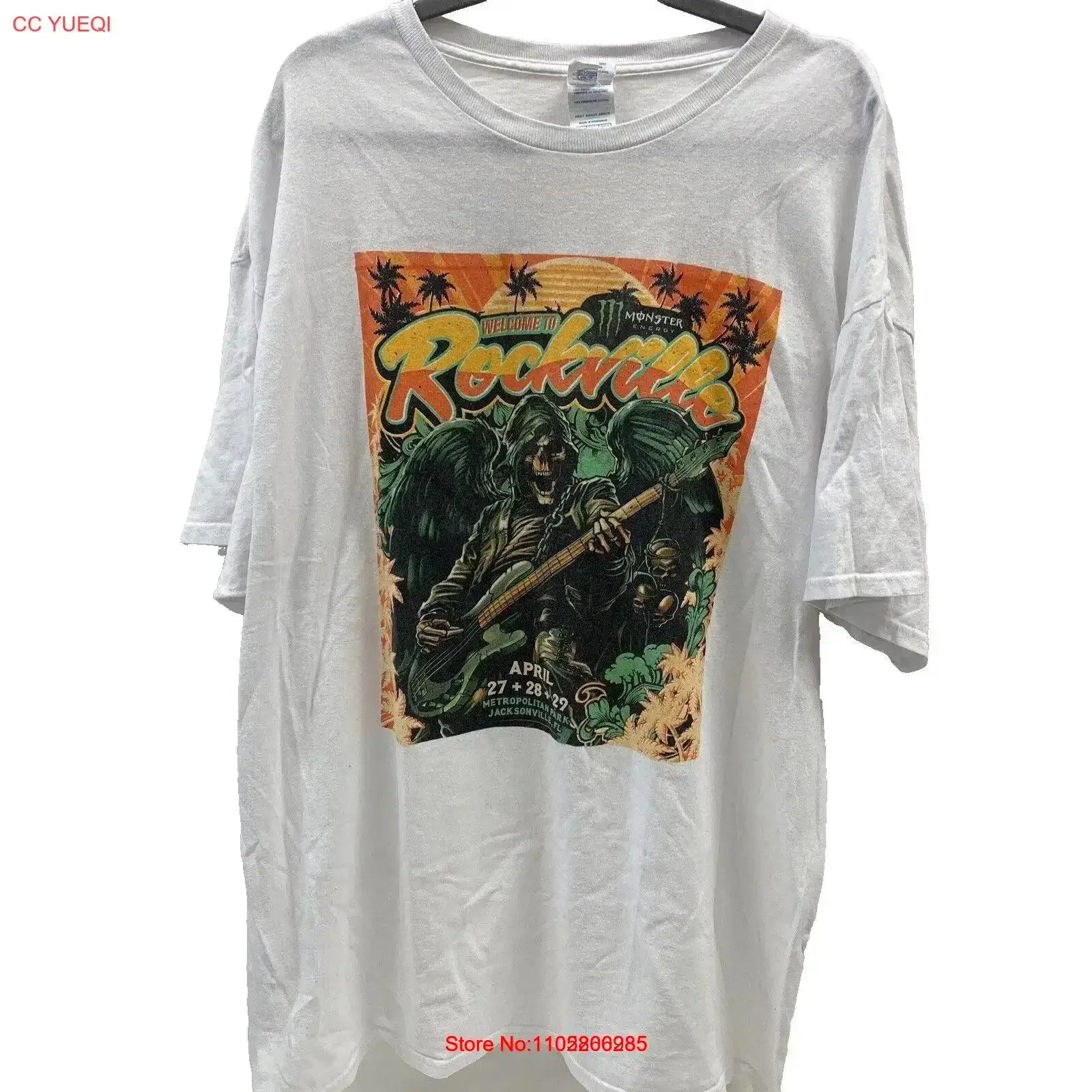 

Rockville Fest 2018, футболка с музыкальной группой для взрослых, 2XL, Jacksonville FL, белая, с короткими рукавами, винтажная, стильная, для мужчин