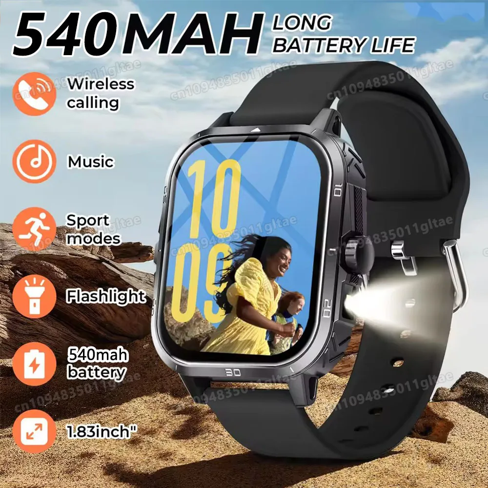 2026 New Smart Watch 1.83inch HD Display Bluetooth Call LED Flashlight Multiple Sports Modes Pedometer Men Sport Smartwatch HW12