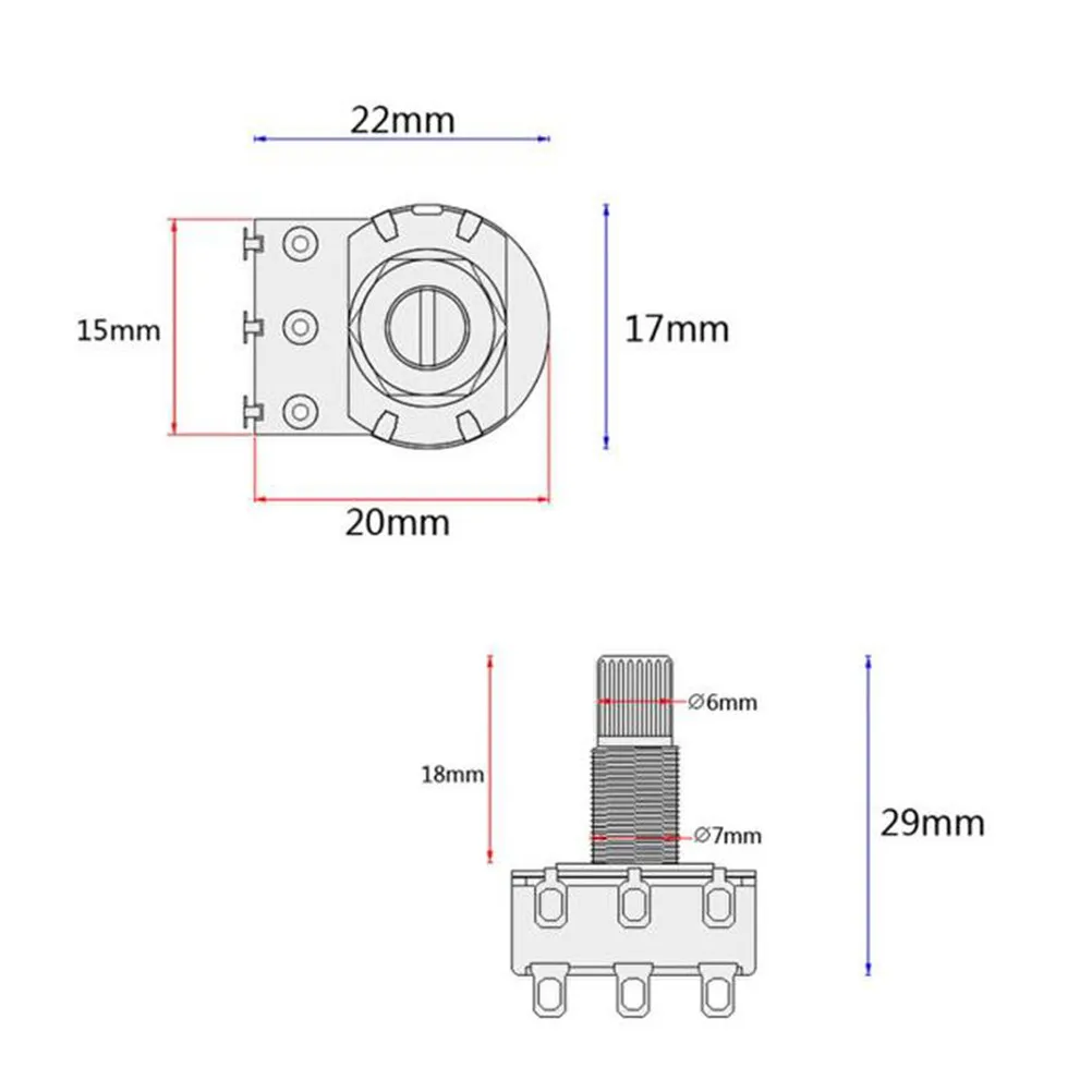 Guitar Potentiometer Mn100k Split Shaft Coarse Knurled Shaft Linear Taper Rotary Pot Audio Potentiometer Volume Tone Blend