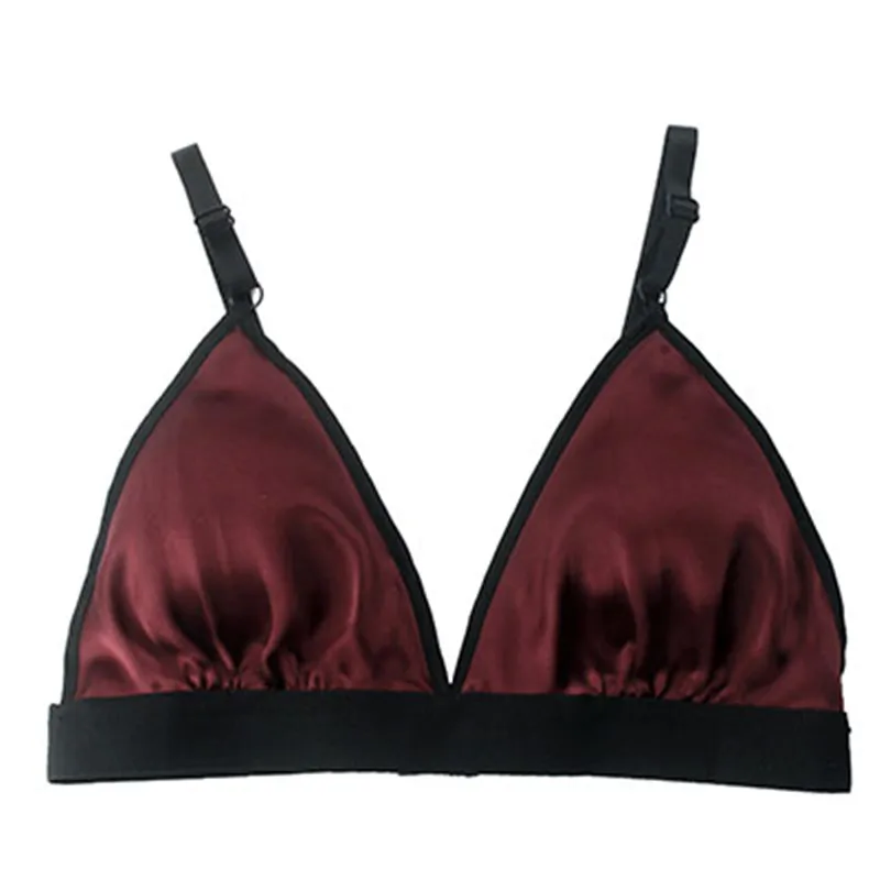 Silk bra, double-sided mulberry silk bra, without steel ring, thin bikini triangle cup bra, comfortable, breathable,