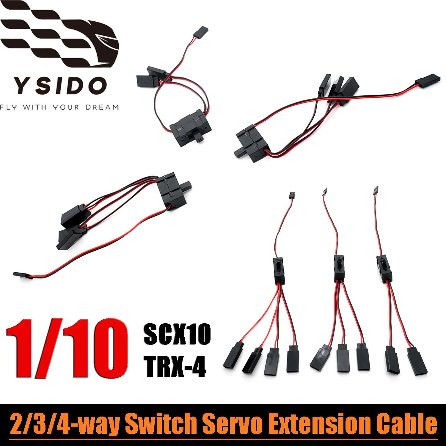Cable de extensión Servo de interruptor de 2/3/4 vías de alta calidad, interruptor de alimentación de luz LED para coche trepador de aceite/trama/escalada 1/10 SCX10 TRX-4 RC