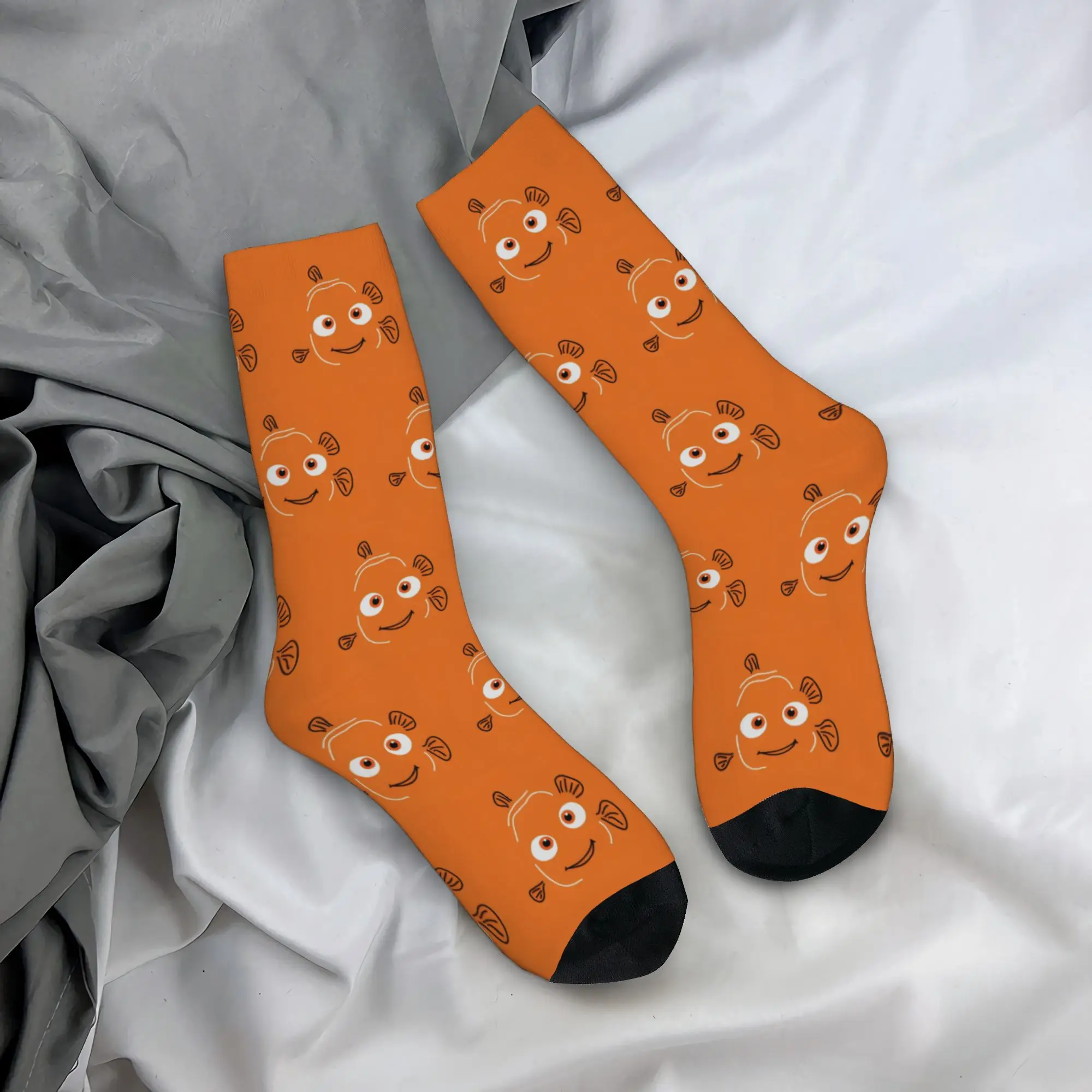 Men Women Nemos cartoon fish Socks Cute Funny Happy  Socks Hip Hop Merch Middle Tube Socks Small Gifts