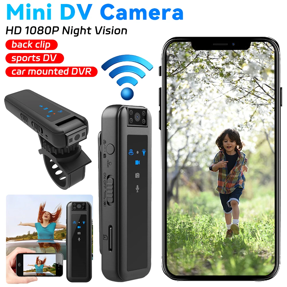 HD1080P Mini Camera Full HD Night Vision Camera Invisible Motion Camera Portable Outdoor Digital Video Recorder Back Clip Camera