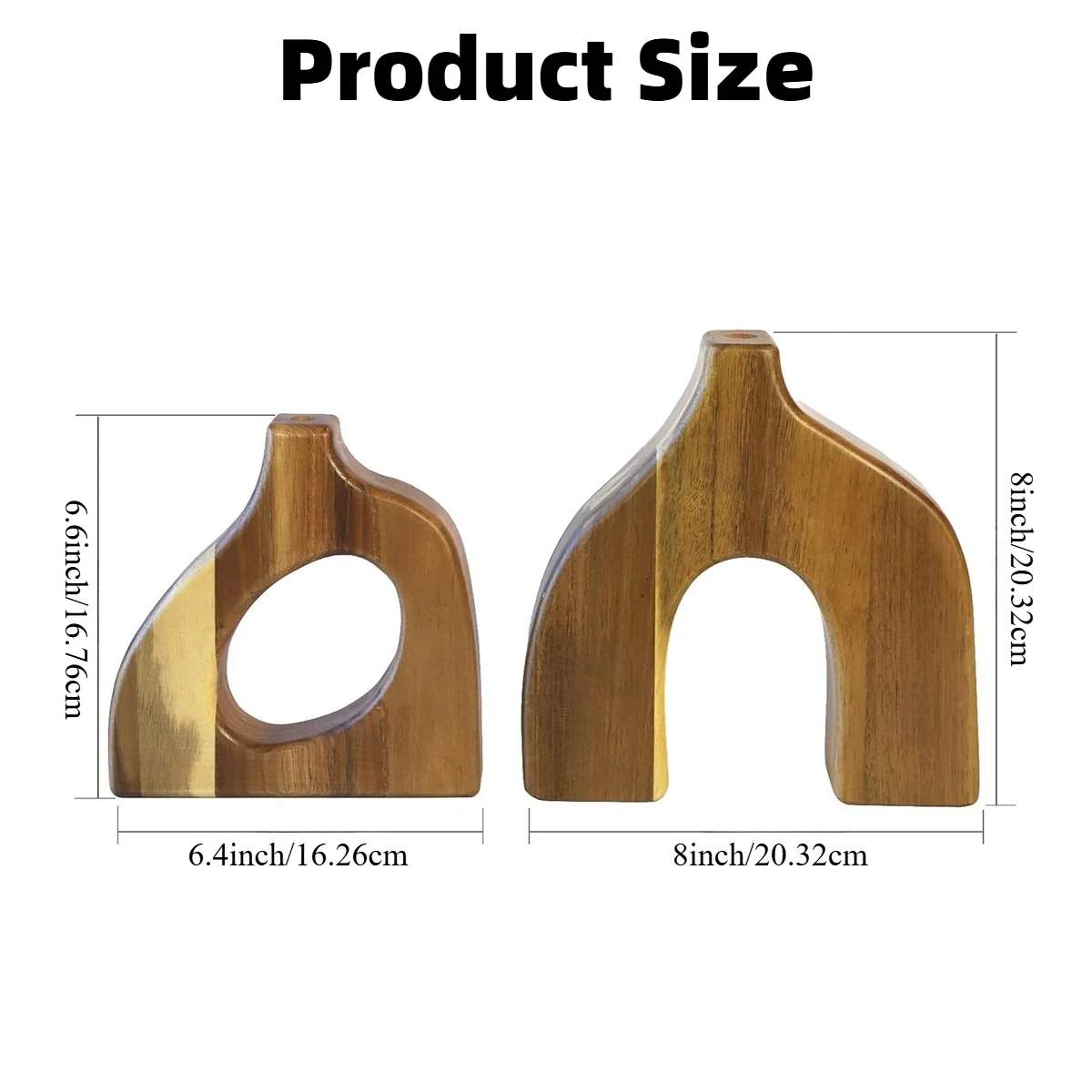 2PCS Wooden Vases Small Decorative Table Centerpiece Scandinavian Living Room Decor Faux Plant Holder Modern