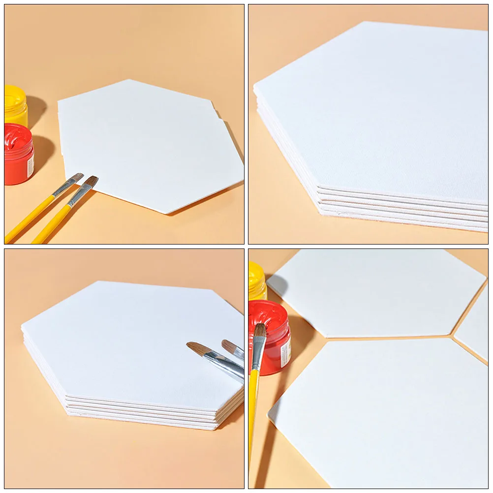 

4pcs Oil Painting Boards Hexagonal Cotton Panels Blank Sketchpad Durable Artist Drawing Boards Decorative Diy Art Supplies
