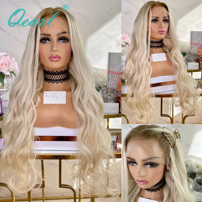 

Natural Wave Full Lace Wig Platinum White Blonde Real Human Hair Wigs for Women HD New 13x6 Lace Frontal Wigs Sale 32inch Qearl