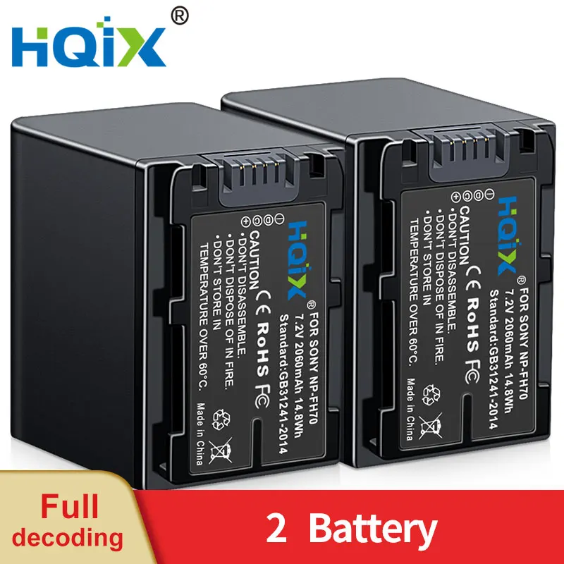 HQIX for Sony DCR-DVD810 DVD850 DVD910 SR7 SR8 SR10 SR11 SR12 SR42 SR45 SR46 SR47 SR62 SR65 Camera NP-FH70 Dual Charger Battery