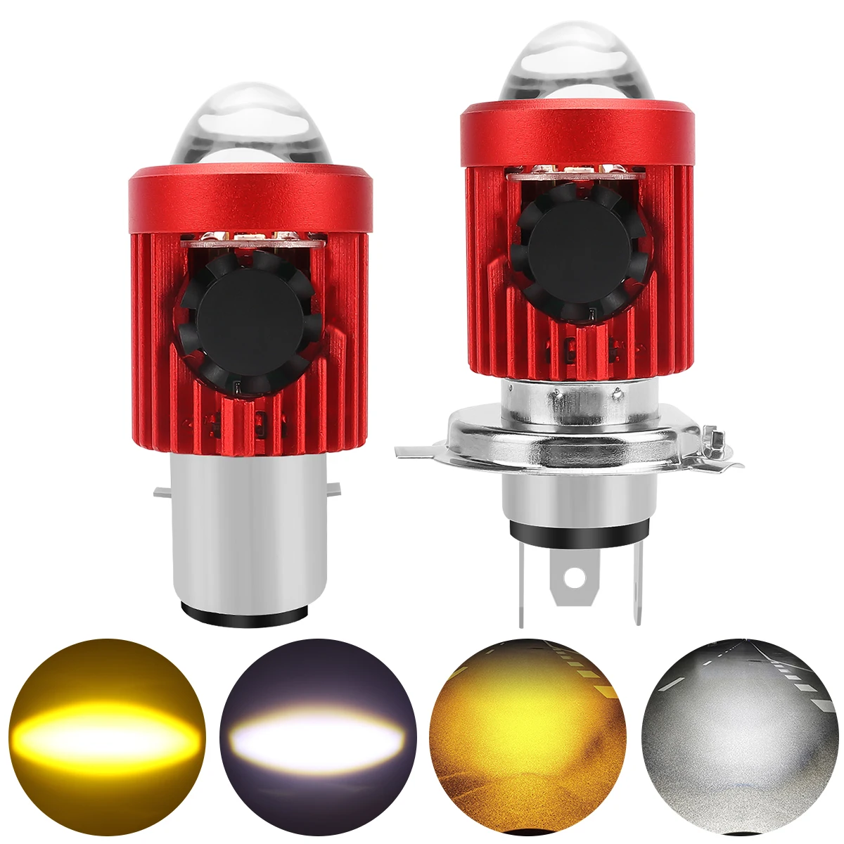 1pc H4 BA20D LED Bulbs Motorcycle Headlight CSP White Yellow High Low Beam Lens LED Bulbs With Fan Fog Light Motorbike Accessory