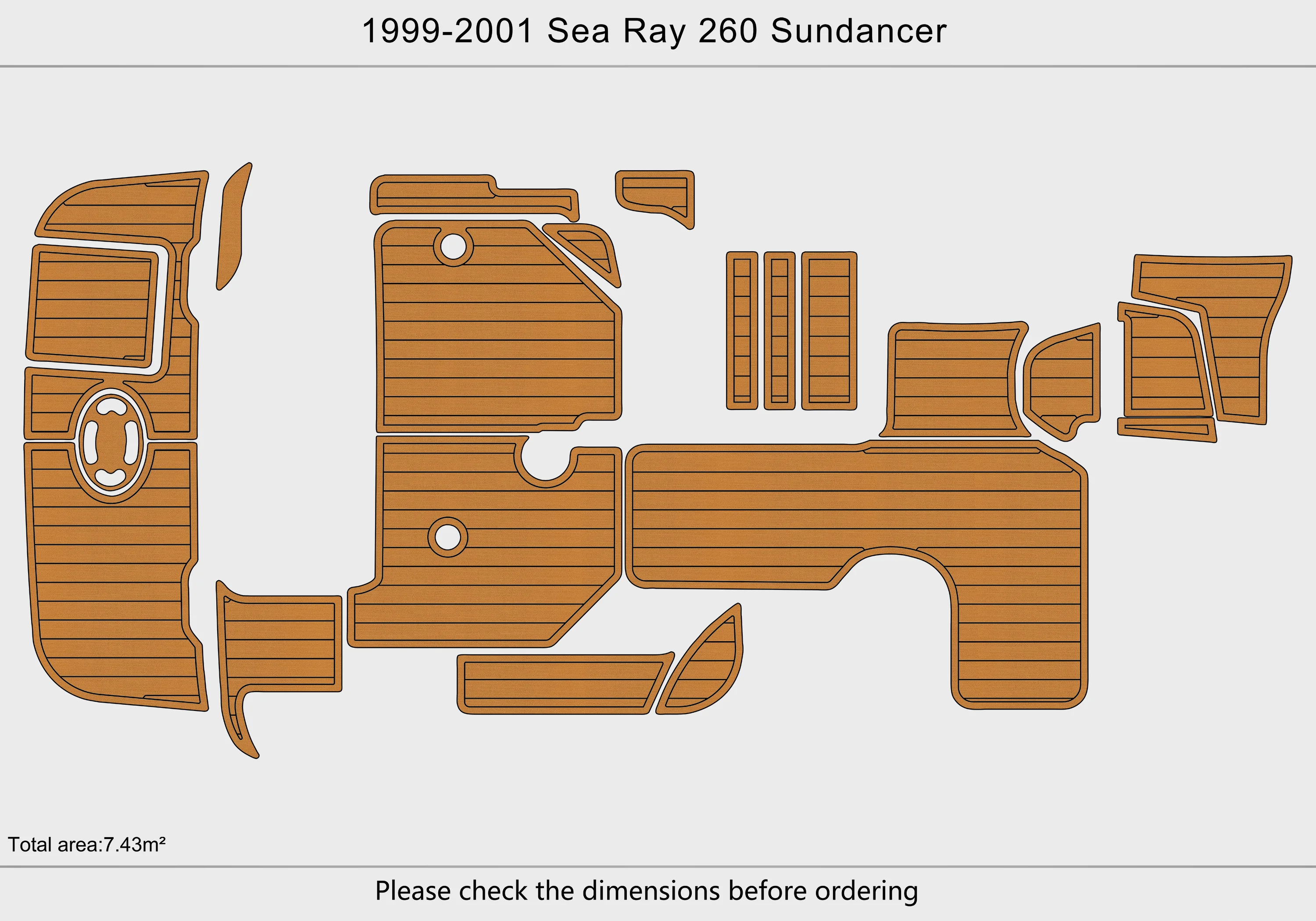 Eva foam Fuax teak seadek marine floor For 1999-2001 Sea Ray 260 Sundancer Cockpit Swim platform 1/4