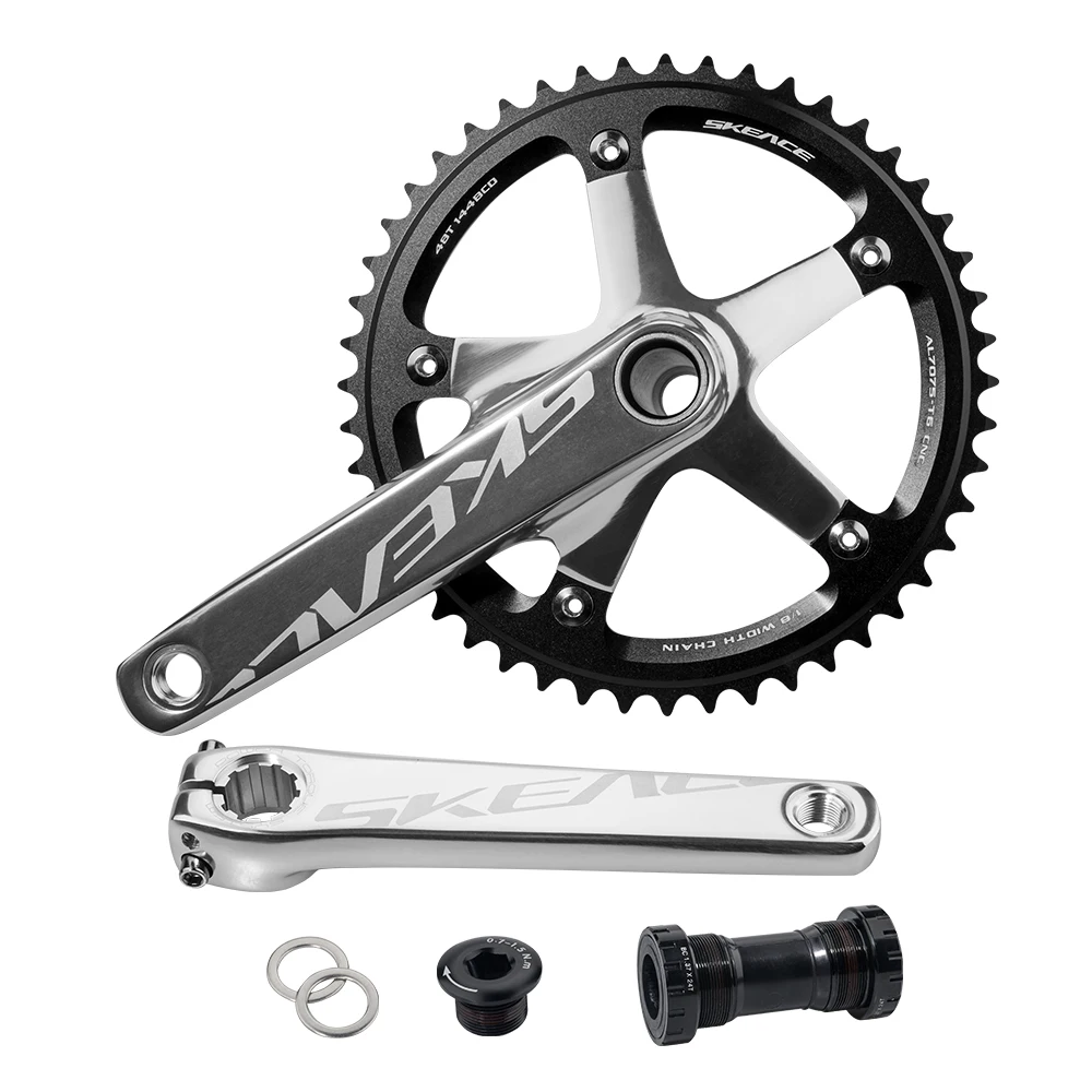 

SKEACE Alumnium Alloy Crankset Fixed Gear Bicycle Crank 165mm 144BCD 48T Hollowtech Single Speed Parts Bike Chainwheel
