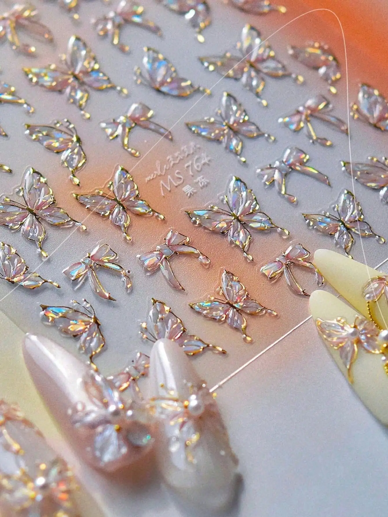 

1pc Shiny Butterfly Nail Art Sticker, Delicate Butterfly Nail Sticker, DIY Thin Hard Nail Decoration Sticker Nails Nail Supplies