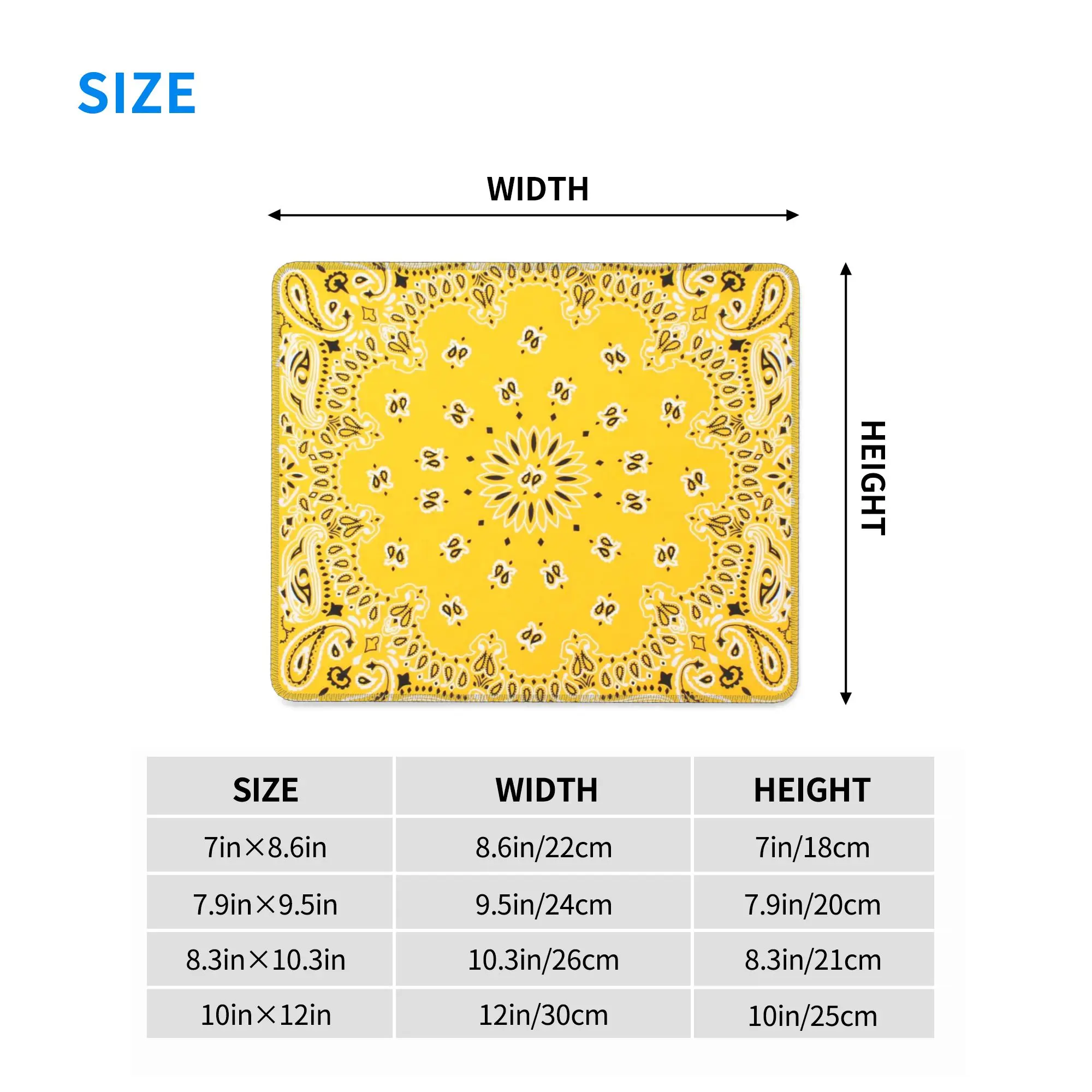 Yellow Paisley Print Mouse Pad Computer Keyboard Mouse Mat Gamer PC Laptop Desk Mat Office Accessories Table Mats