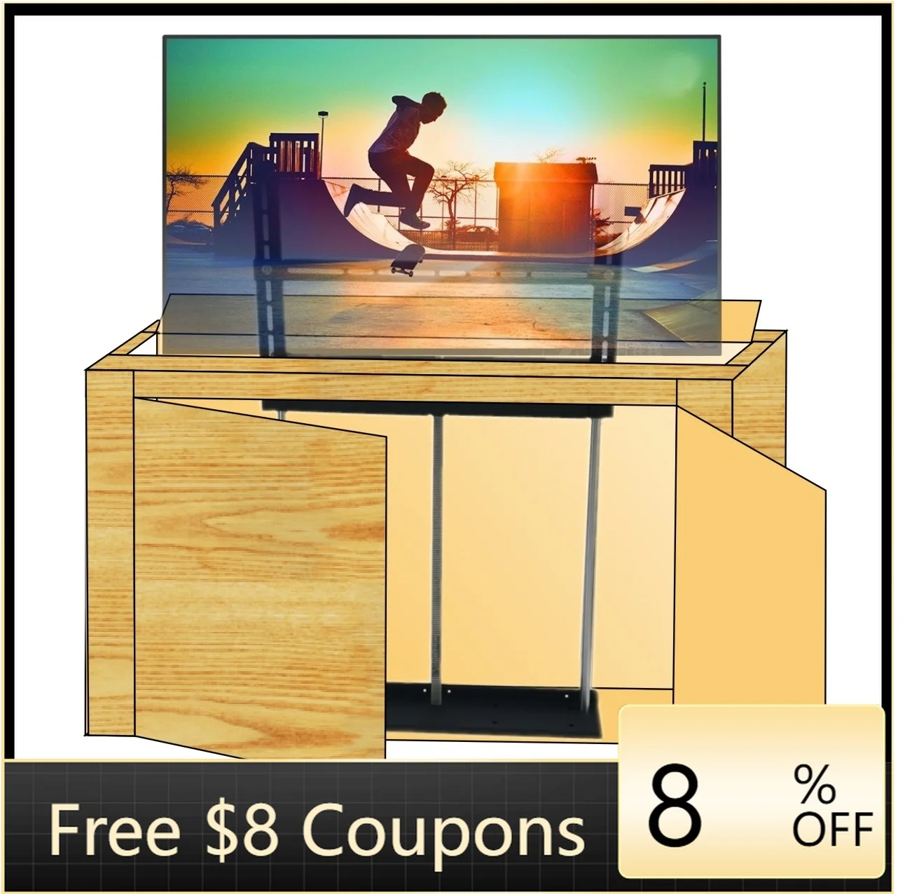 

STLF Kinbay 32~72 Inch Hidden Under Cabinet Pop up Remote Control TV Stand Motorized TV Lift