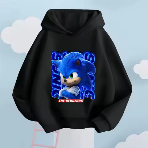 Full of Trendy Coolness! Sonic Dynamic Printed Kids' Hoodie, Let Children Become Energetic Street Cute and Cool Fashionistas