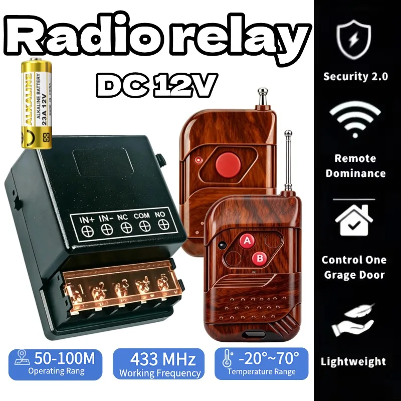 433Mhz Wireless Remote Control Switch 30A DC 12V 24V 36V 85V High Power RF Relay Receiver for Pumps Light Lamp LED 100m Range