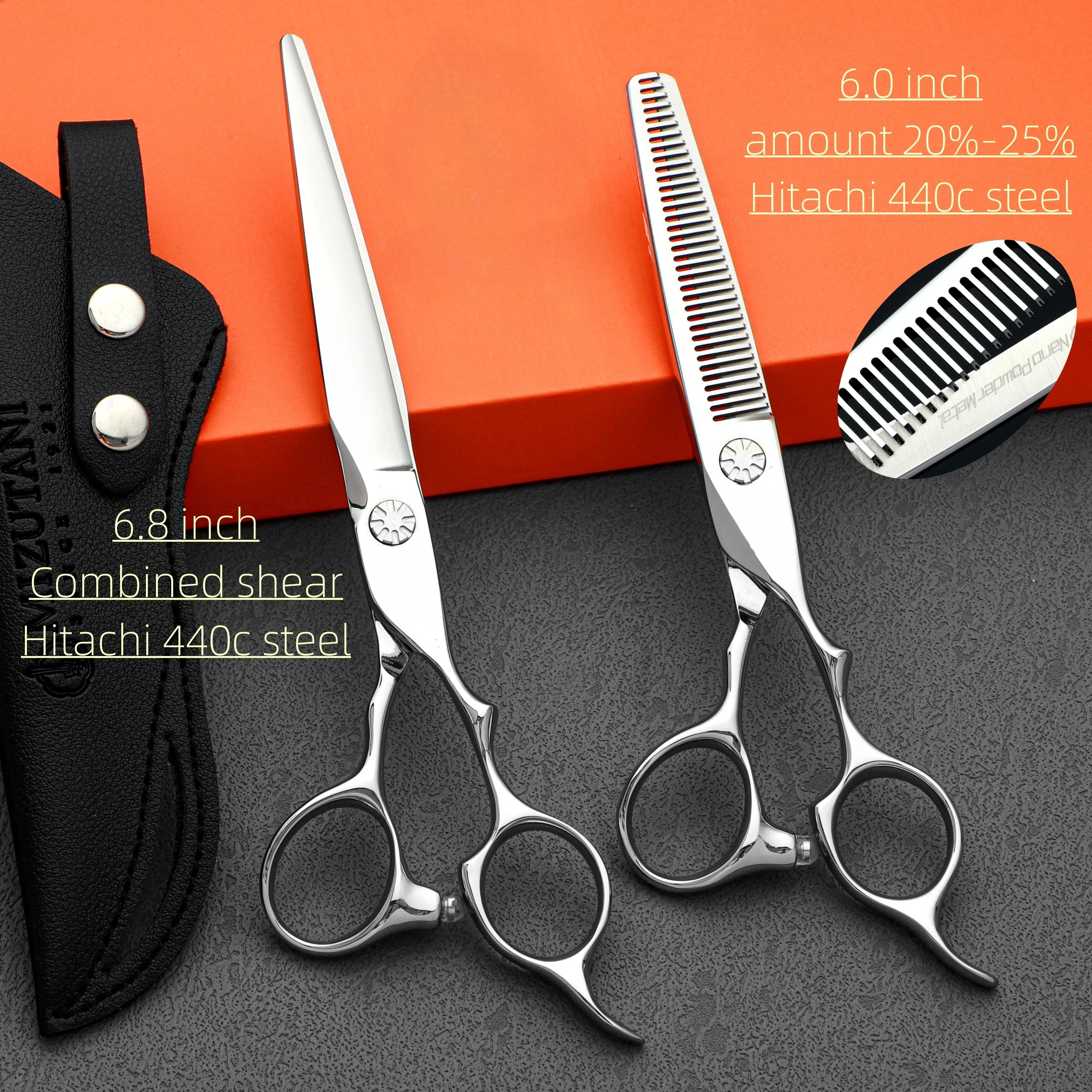 Professional Barber sissors set，Hairdressing scissors，Hair thinning shears，Japan 440c stell，High-end Barbershop accessories