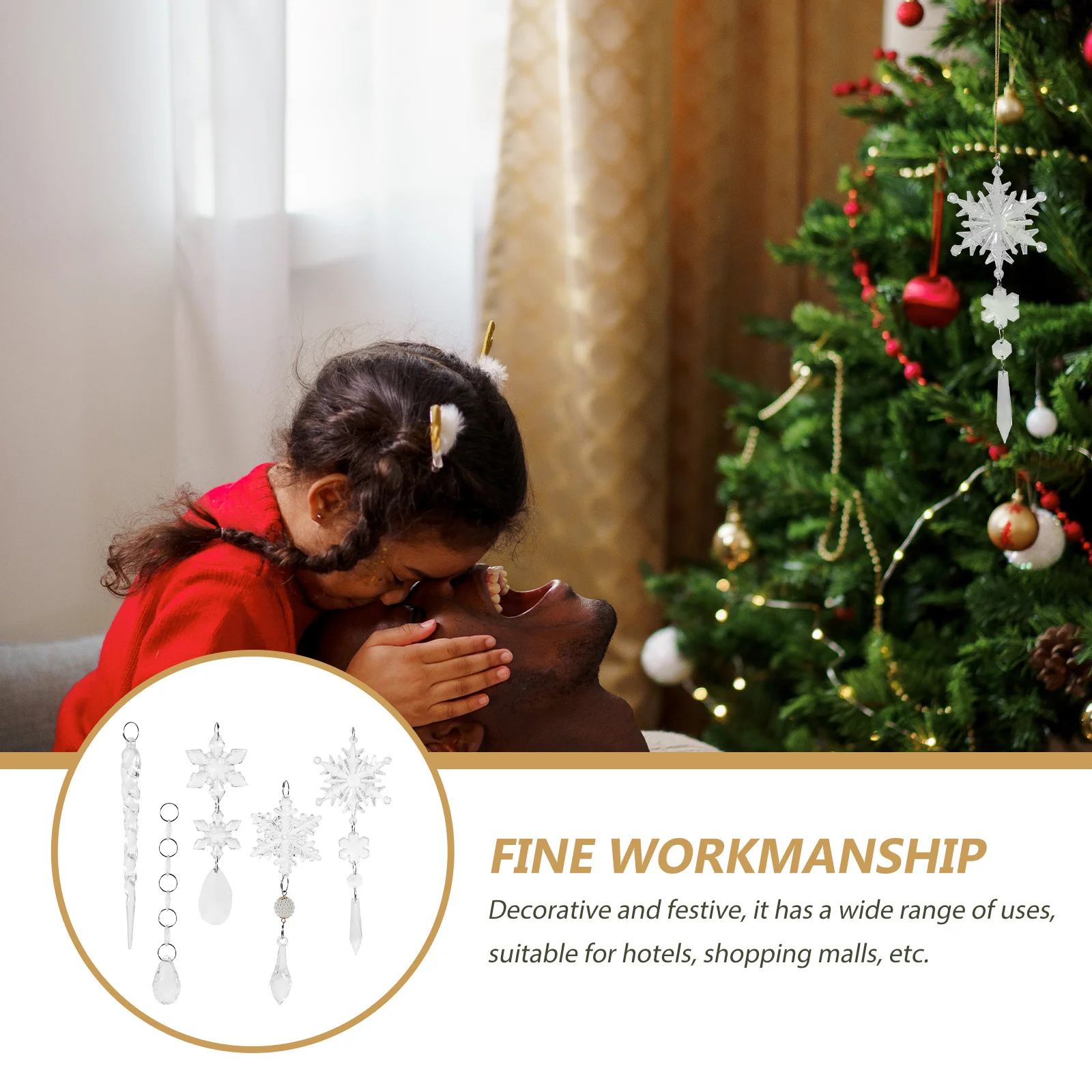 

18Pcs Snowflake Hanging Decor Christmas Tree Ornaments Acrylic Xmas Icicles Pendant Christmas Party Decoration Xmas Tree Hanging