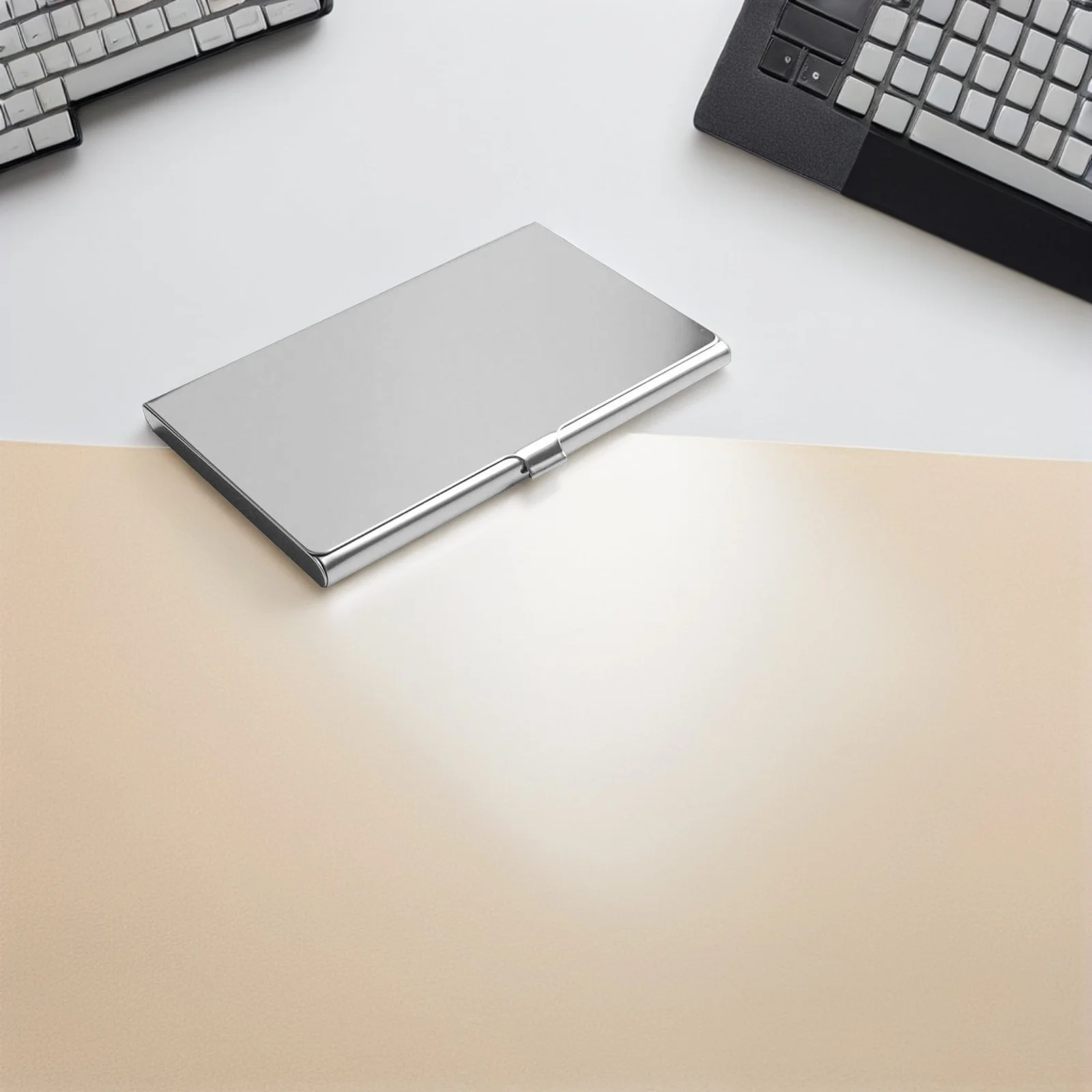 3 قطعة حامل الأعمال الفولاذ المقاوم للصدأ سليم حافظة اسم معدنية للرجال النساء المحمولة بطاقة الائتمان الناقل المحفظة المنظم خمر