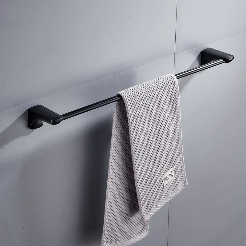 

Black Stainless Steel Bathroom Single Towel Shelf Rack Holder Bath Towel Hanger Bar Square DesignTowel Rail Bathroom Accessories