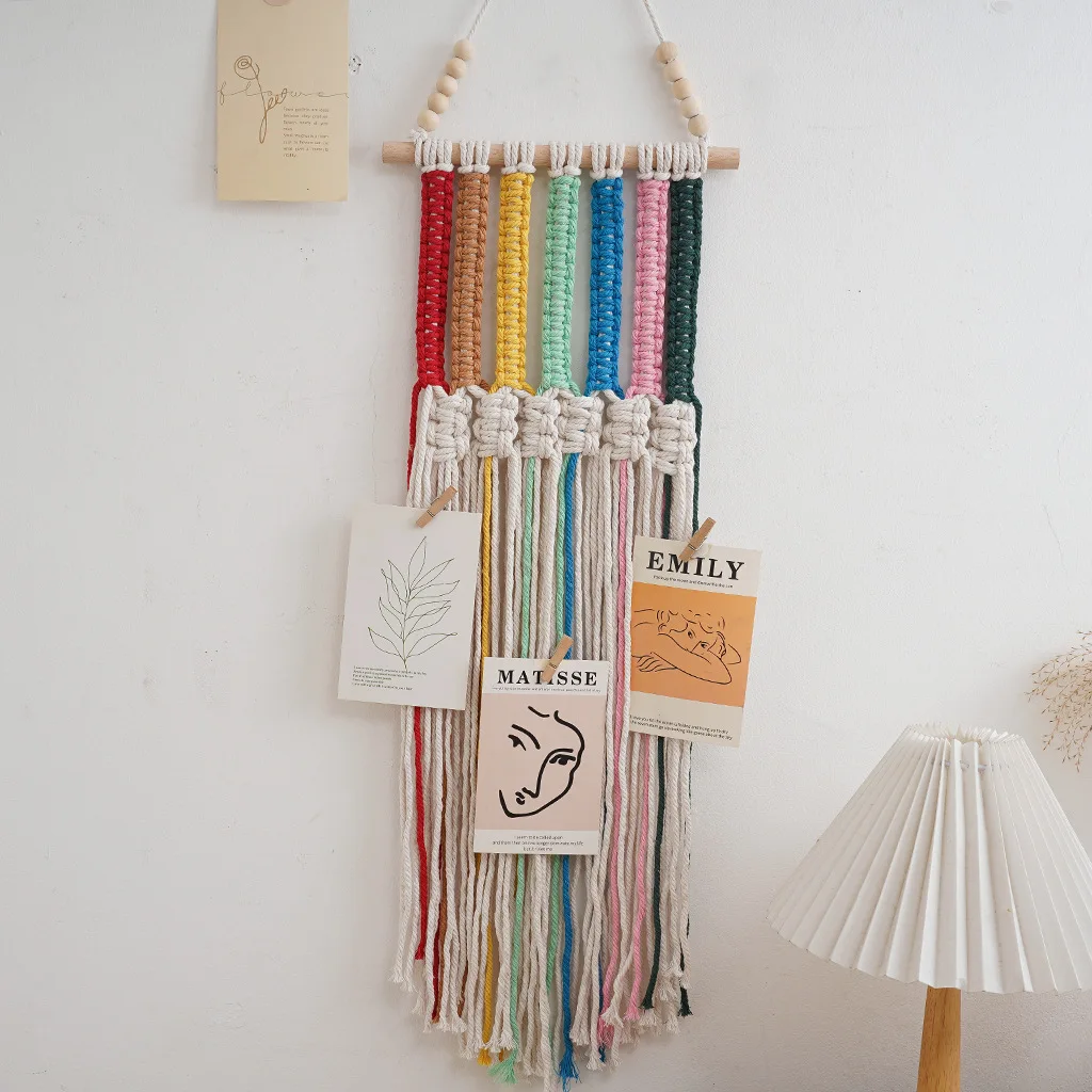 Creative handmade woven tapestry, children's room wall decoration, tassel wall blanket, colorful cotton rope wall blanket