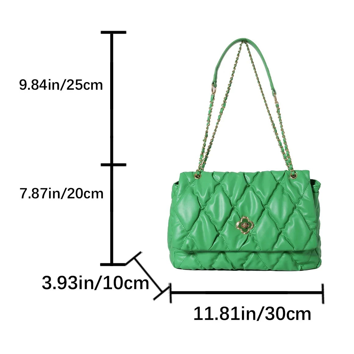 2024 New Luxury Handbags Famous Brand Designer Lady Green Quilted Shoulder Crossbody Bags Pu Leather Women Underarm Handbag