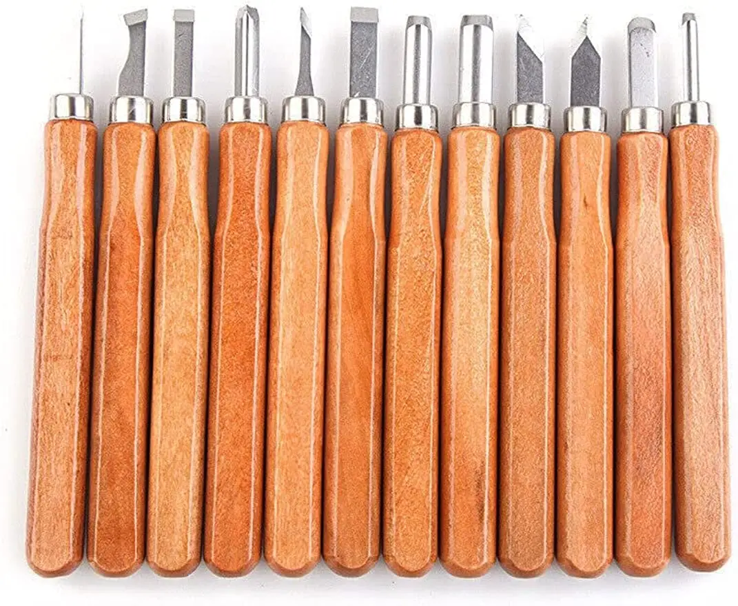 Madeira escultura mão cinzel Tool Set, profissional carpintaria Gouges, aço, 12pcs