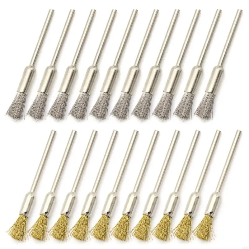 20Pcs Pen Shaped Polishing Wire Brushes Stainless Wire Cleaning End Brushes Extended Small Wire Brush Easy to Use