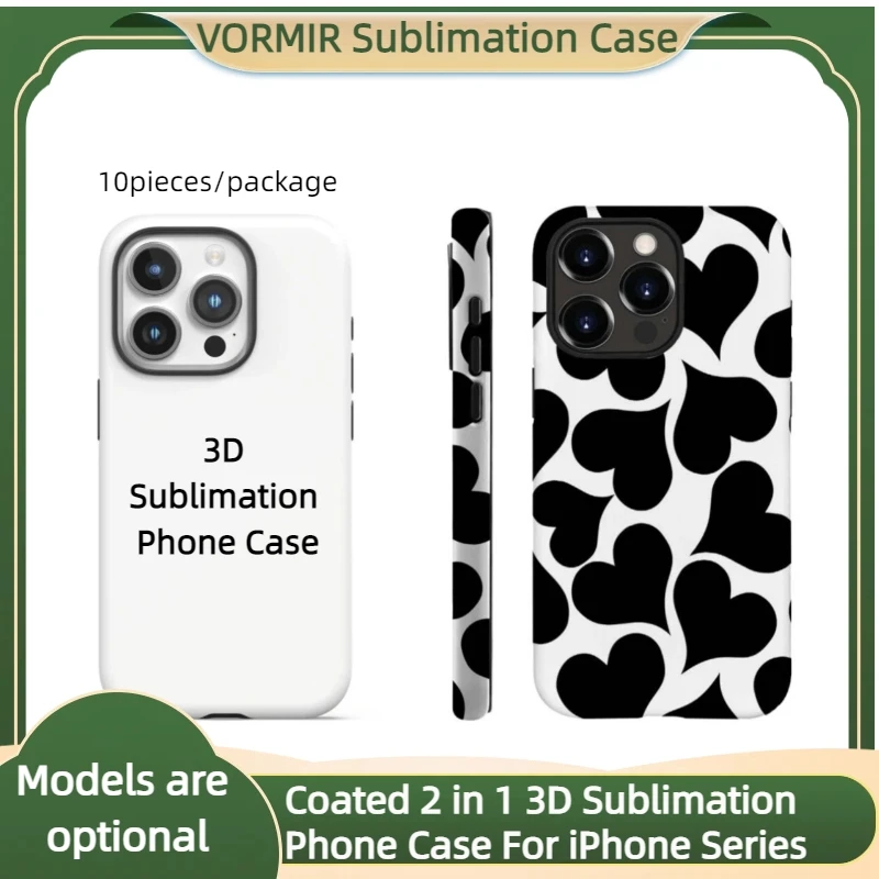 

10pcs Coated 2 in 1 3D Sublimation Phone Cases Thermal Transfer Film Blanks Cover for iPhone 17 16 15 14 13 12 11 Pro Max XR XS