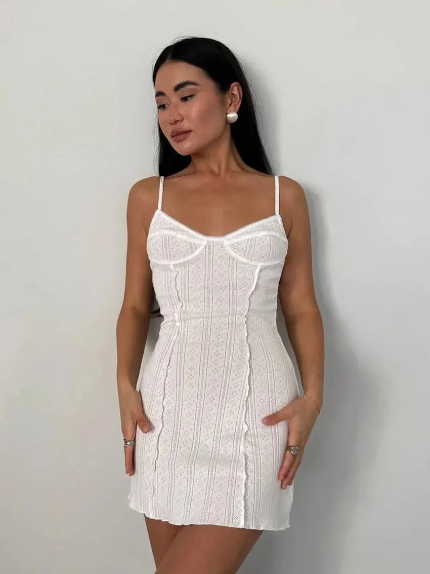 

Marthaqiqi Casual Ladies Nightwear Spaghetti Strap Pajamas V-Neck Nightgowns Sleeveless Sleepwear Home Clothes Mini Dress Female