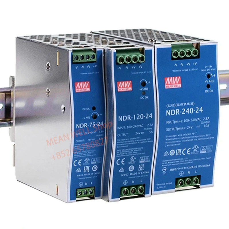 MEAN WELL 240W Single Output Industrial DIN RAIL NDR-240-24 NDR-240-48 NDR Rail type switching power supply Metal housing