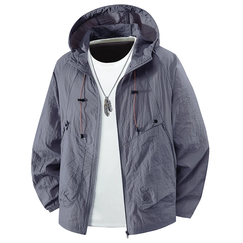 Men Clothing Summer Waterproof Hiking Jackets Men Fishing Cycling Hooded Gym Sports Running Coat Outdoor Sun-Protective Jacket