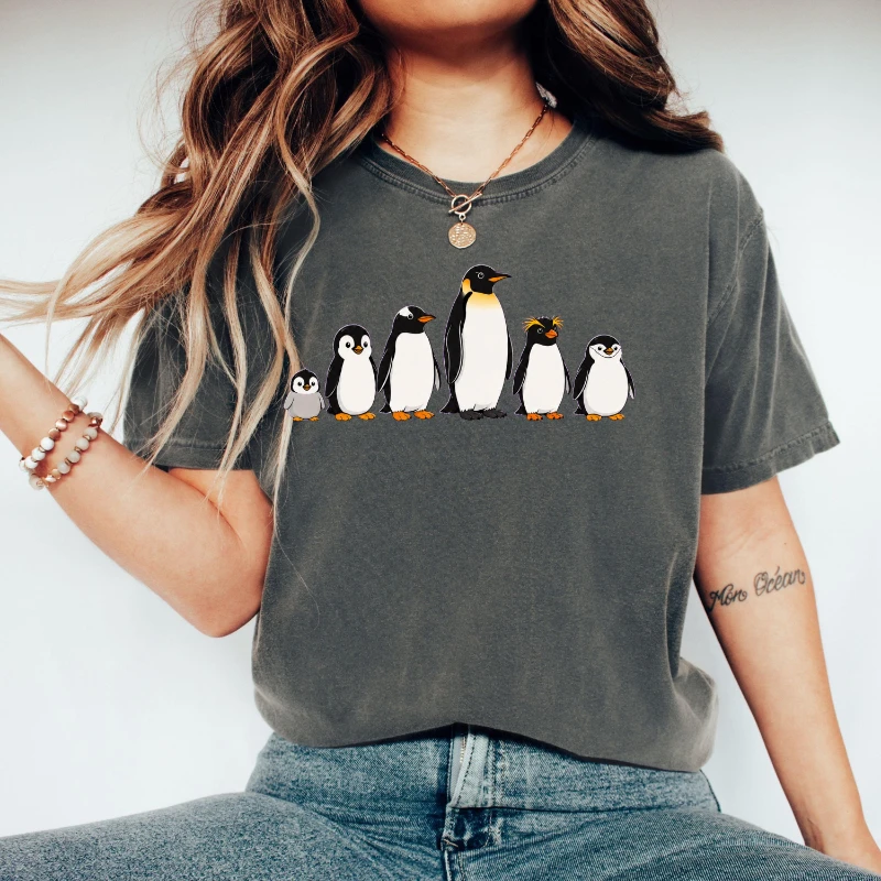Adorable Penguin Family T-Shirt, Cute Animal Lover Tee, Arctic Bird Shirt, Whimsical Penguin Gift for Her, Him, Kids