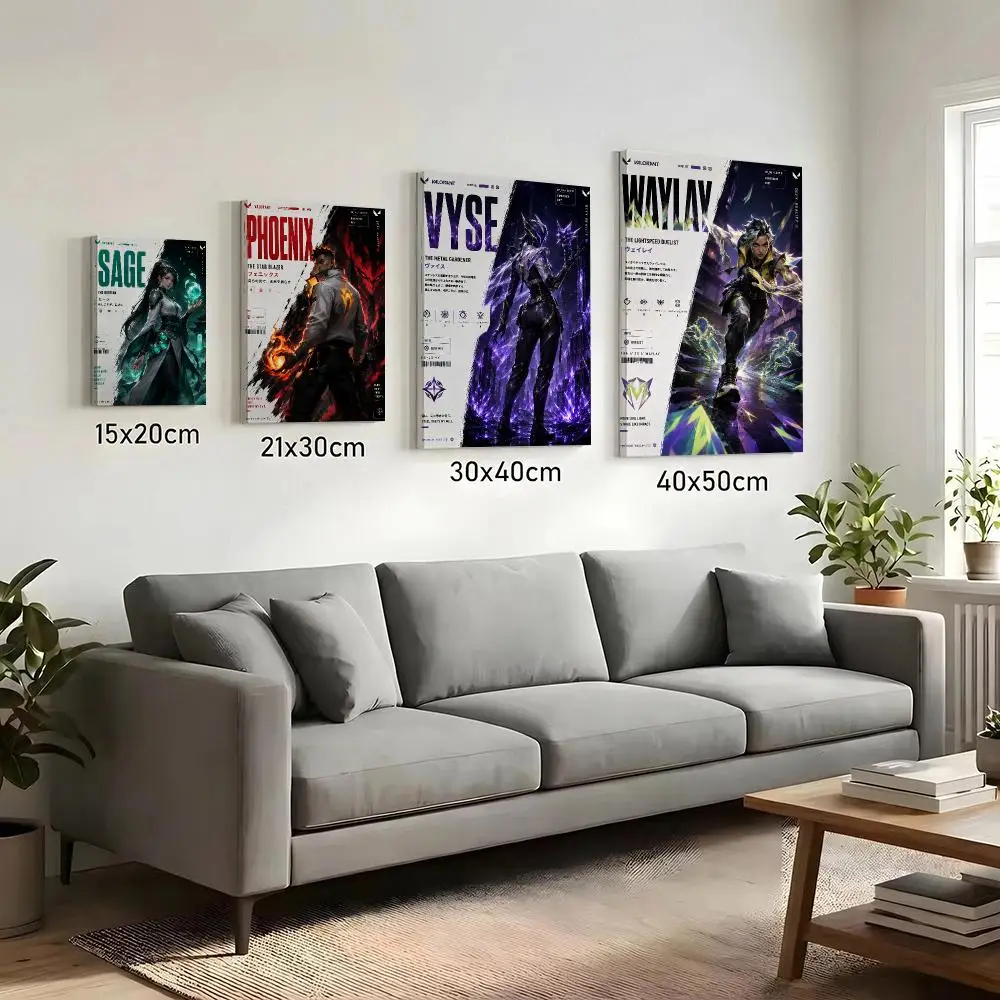 V-Valorant Game Anime Painting Calligraphy HD Canvas Print Poster Wall Art | Optional Frame | Modern Hallway Decor