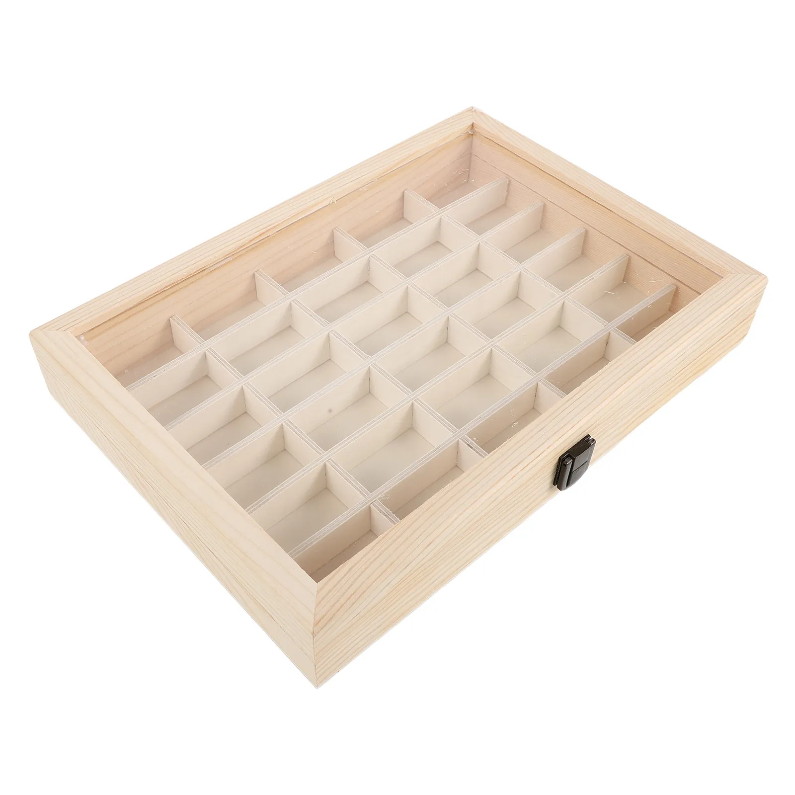 

Деревянный органайзер для коллекции минералов с 48 отделениями, прозрачной крышкой, пылезащитный кейс для хранения кристаллов и образцов камней для дома