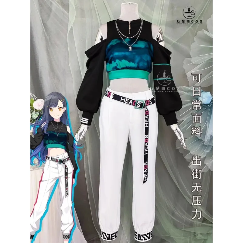 Disfraz de Anime Shiraishi An para mujer, sudaderas cortas a la moda, pantalones, collar, traje, ropa deportiva informal, ropa de Carnaval de Halloween